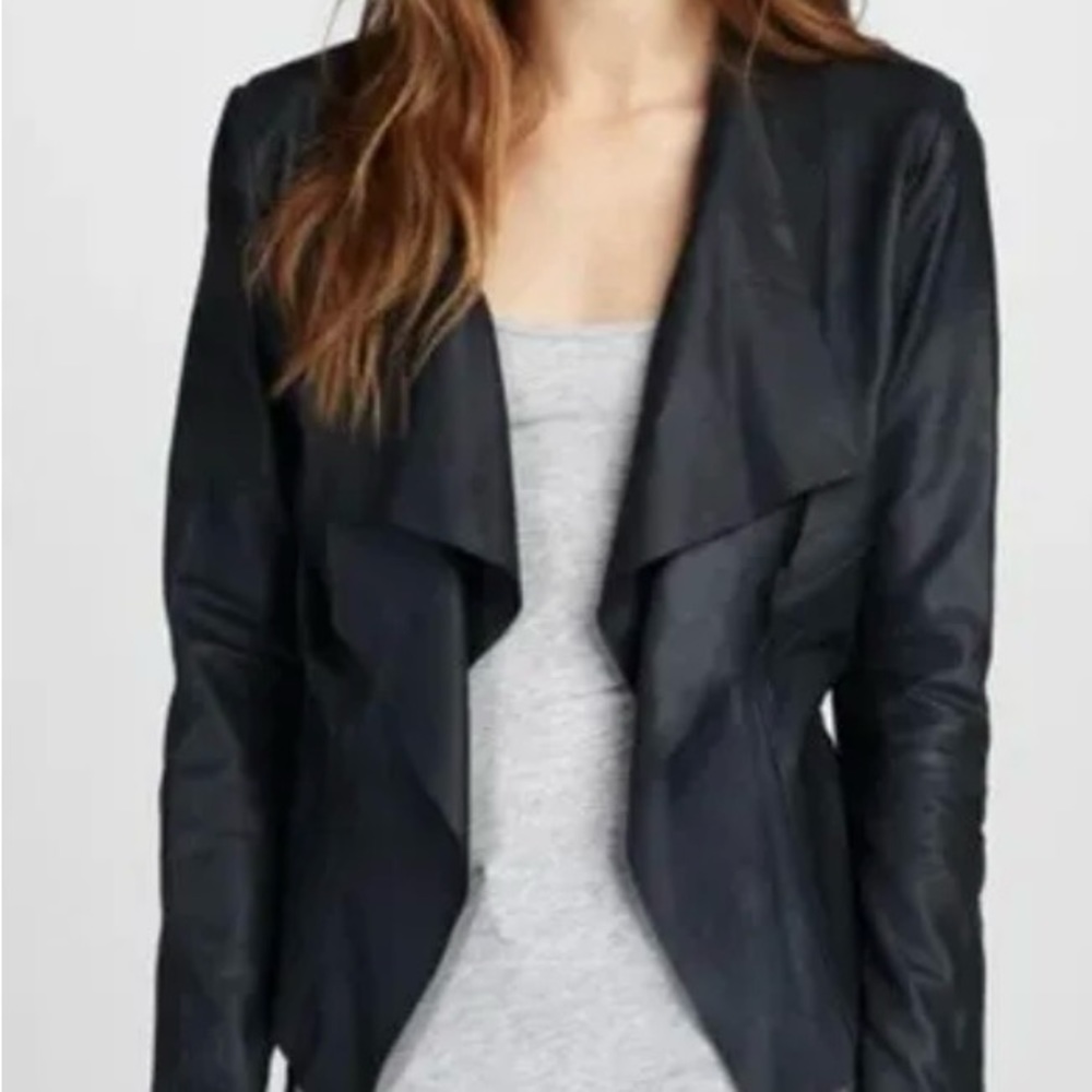 Bod Christensen Drape Collar Peplum Style Leather Jacket (Size 6) NWT